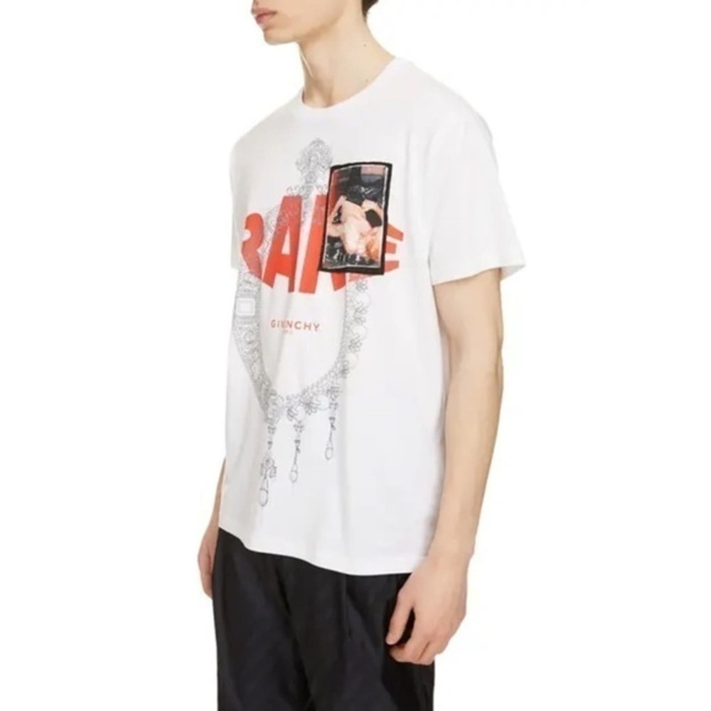 Givenchy Rare Logo Regular Fit White Short Sleeve Graphic Cotton Tee Size M NWOT - Picture 2 of 9